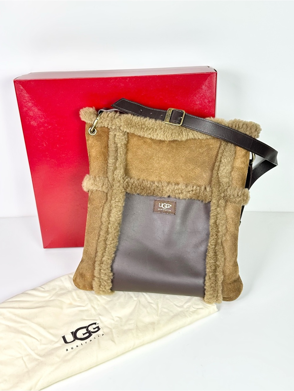Vintage UGG Australia Suede & Shearling Crossbody / Shoulder Bag
